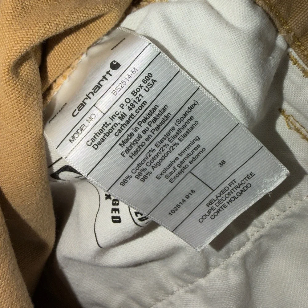 Carhartt Rugged Flex Relaxed Fit Canvas Work Shorts Tan BS2514-M Mens 38
